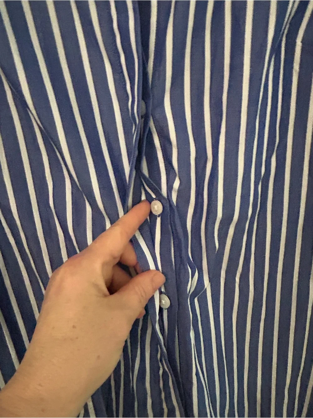 J. Crew Classic Preppy Blue & White Striped Belted Shirt Dress w/Contrast Collar